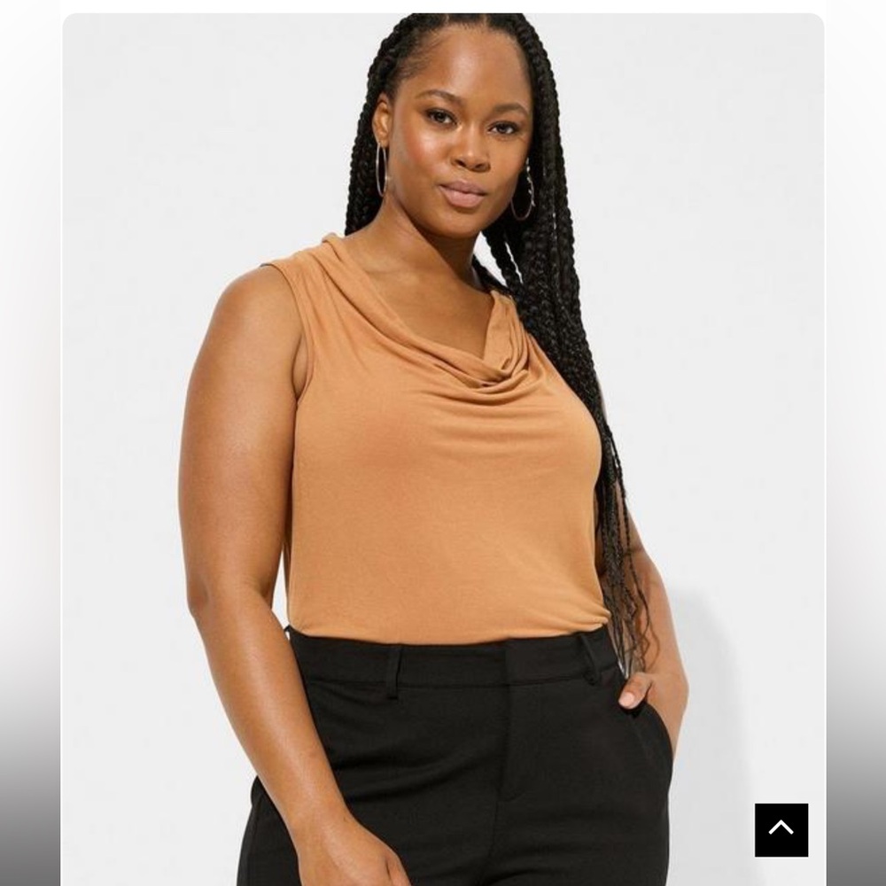 Torrid tissue jersey drape neck tank top lion caramel mocha brown 2 2x 18/20